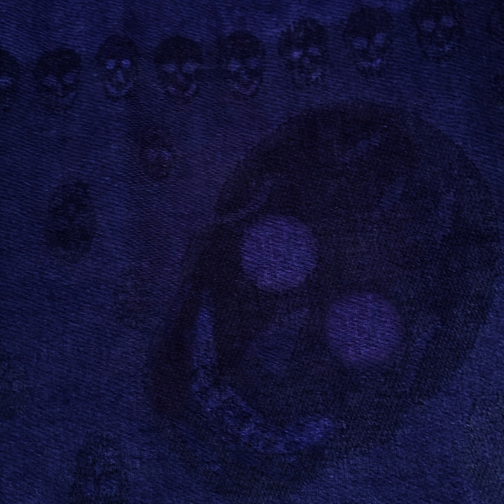 Pashmina Scarf - Skull Design - Gothic Blue - Picture 4 of 6